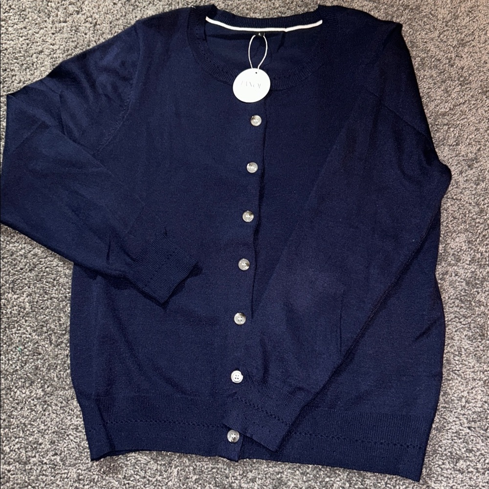 Women Navy Cardigan Sweater